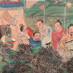 Trois peintures chinoises sur textile: 'Aux bords des rivières', 18/19ème — photo 19