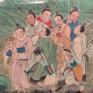 Trois peintures chinoises sur textile: 'Aux bords des rivières', 18/19ème — photo 21