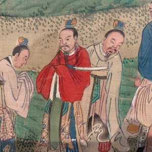 Trois peintures chinoises sur textile: 'Aux bords des rivières', 18/19ème — photo 22