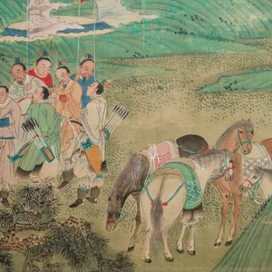 Trois peintures chinoises sur textile: 'Aux bords des rivières', 18/19ème — photo 6