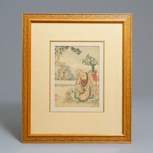 Trois peintures chinoises sur textile et une paire de badges de mandarin, Chine, 19ème — photo 4