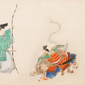 Trois peintures japonaises sur papier, Meiji/Taisho, 19/20e eeuw — photo 4