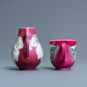 Trois pièces en porcelaine de Chine famille rose à fond et au dos 'rouge de rubis', Yongzheng — photo 7