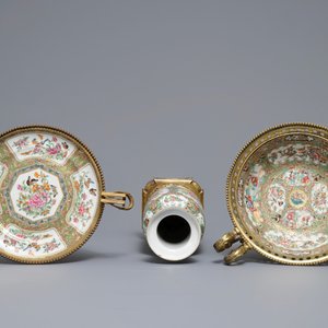 Trois pièces en porcelaine de Chine famille rose de Canton aux montures en bronze, 19ème — photo 6