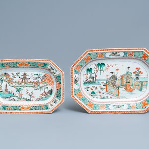 Trois plats de forme octagonale en porcelaine de Chine famille verte, Kangxi — photo 2