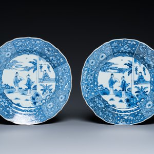 Trois plats en porcelaine de Chine en bleu et blanc à décor d'une scène du 'Xi Xiang Ji', Qianlong — photo 2