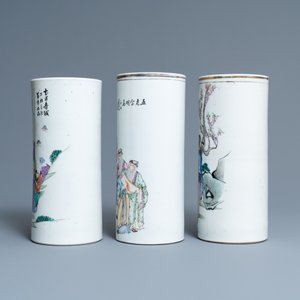 Trois porte-chapeaux en porcelaine de Chine qianjiang cai, 19/20ème — photo 4