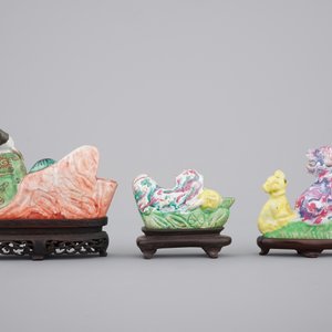 Trois repose-pinceaux en porcelaine de Chine, 18ème — photo 4