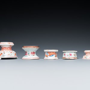 Trois salerons en porcelaine de Chine famille rose et deux surdécorés aux Pays-Bas, Kangxi/Qianlong — photo 3