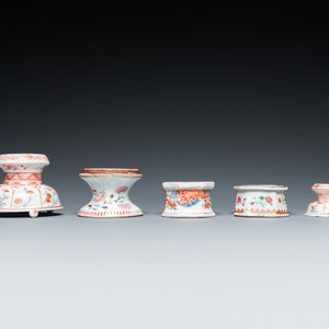 Trois salerons en porcelaine de Chine famille rose et deux surdécorés aux Pays-Bas, Kangxi/Qianlong — photo 5