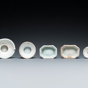 Trois salerons en porcelaine de Chine famille rose et deux surdécorés aux Pays-Bas, Kangxi/Qianlong — photo 7