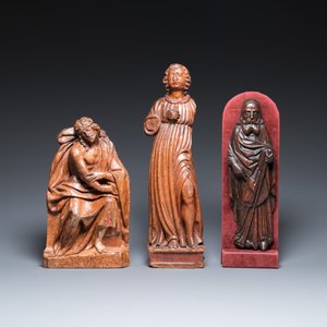 Trois sculptures en bois du Christ de pitié, d'Antoine le Grand et d'un saint, 16ème — photo 2