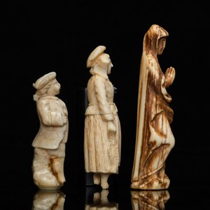 Trois statues en ivoire d'une Vierge, d'une poissonnière et d'un jeune gamin, e.o. Dieppe, France, 18/19ème — photo 5