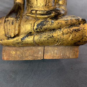Trois sujets votives en bois sculpté, laqué et doré, Thaïlande, 19ème — photo 16