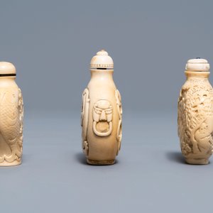 Trois tabatières en ivoire sculpté, Chine, 19ème — photo 4