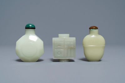 Trois tabatières en jade céladon, Chine, 19ème