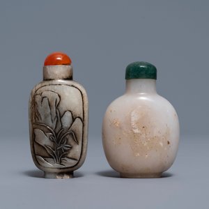 Trois tabatières en jade gris, noir et blanc, Chine, 19/20ème — photo 3