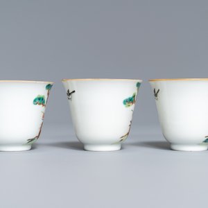 Trois tasses et soucoupes en porcelaine de Chine, marque et époque de Tongzhi — photo 5