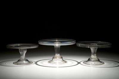 Trois tazzas de taille ascendante en verre, Angleterre, 19ème