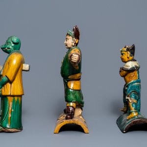 Trois tuiles faitières émaillées de style sancai, Ming — photo 5