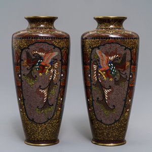 Trois vases en émaux cloisonnés, Japon, Meiji, 19ème — photo 2