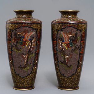 Trois vases en émaux cloisonnés, Japon, Meiji, 19ème — photo 4