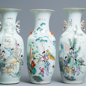 Trois vases en porcelaine de Chine famille rose, 19/20ème — photo 1
