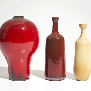 Trois vases modernistes aux émaux sang de boeuf et mats, Perignem, 2ème moitié du 20ème — photo 5