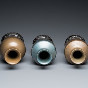 Trois vases sur socles en laque de Fuzhou ou Foochow, Chine, 2ème moitié du 20ème — photo 6