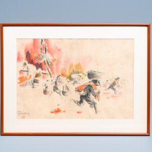 Tu Duyen (Vietnam, 1915-2012), encre et aquarelle sur soie: 'Palm and napalm', daté 1969 — photo 2