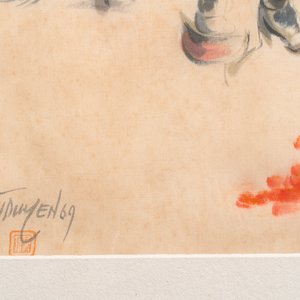 Tu Duyen (Vietnam, 1915-2012), ink and watercolour on silk: 'Palm and napalm', dated 1969 — 照片 3
