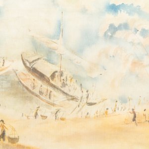 Tu Duyen (Vietnam, 1915-2012), inkt en aquarel op zijde: 'Harbour scene', gedat. 1974 — foto 3