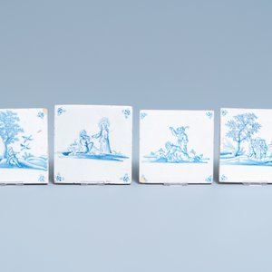Twaalf blauw-witte Delftse tegels met bijbelse voorstellingen, 17/18e eeuw — foto 4
