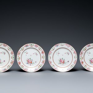 Twaalf Chinese famille rose borden en een schotel, Qianlong — foto 2