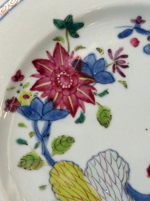 Twaalf Chinese famille rose borden met floraal decor, Qianlong — foto 20