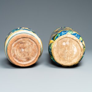 Twee albarelli in polychrome Italiaanse majolica, Caltagirone, 18/19e eeuw — foto 6