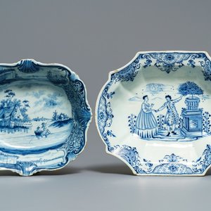 Twee blauwwitte Delftse saladekommen, 18e eeuw — foto 1