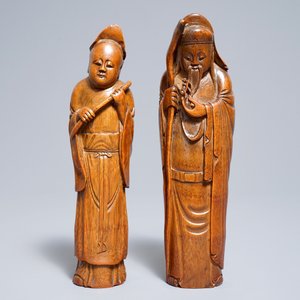 Twee Chinese bamboe figuren, 19e eeuw — foto 2