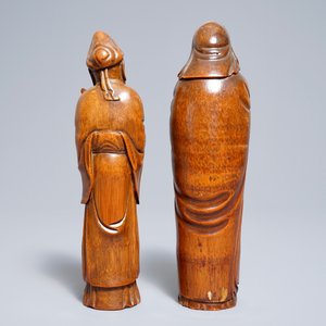 Twee Chinese bamboe figuren, 19e eeuw — foto 4