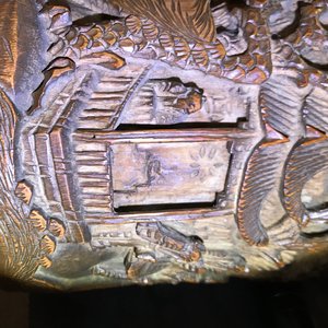 Twee Chinese bamboe houten penselenpotten, 18/19e eeuw — foto 29