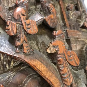 Twee Chinese bamboe houten penselenpotten, 18/19e eeuw — foto 8