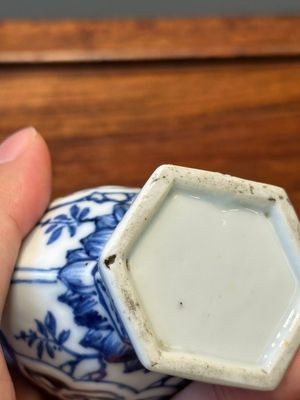 Twee Chinese blauw-witte dekselkannen, Kangxi — foto 19