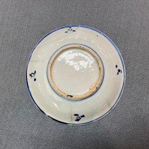 Twee Chinese blauw-witte en onderglazuur rode schotels met vissen, Transitie periode — foto 15