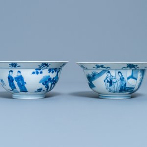 Twee Chinese blauw-witte klapmuts kommen, Kangxi — foto 2