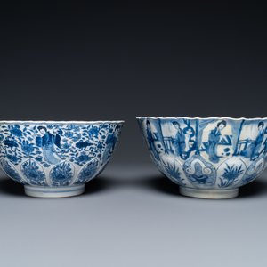 Twee Chinese blauw-witte kommen, Chenghua merk, Kangxi — foto 5