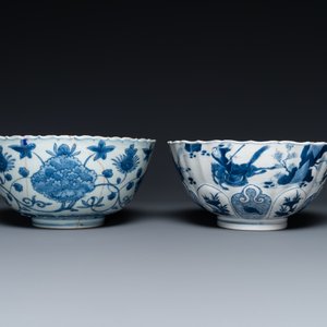 Twee Chinese blauw-witte kommen, Kangxi en Wanli — foto 4