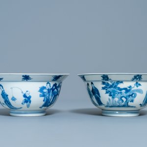 Twee Chinese blauw-witte kommen, Kangxi — foto 3