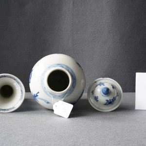 Twee Chinese blauw-witte vazen, Kangxi — foto 9