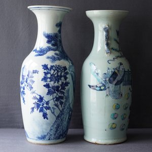 Twee Chinese blauwwitte en famille rose vazen, 19e eeuw — foto 13
