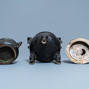 Twee Chinese bronzen wierookbranders, Qing — foto 7